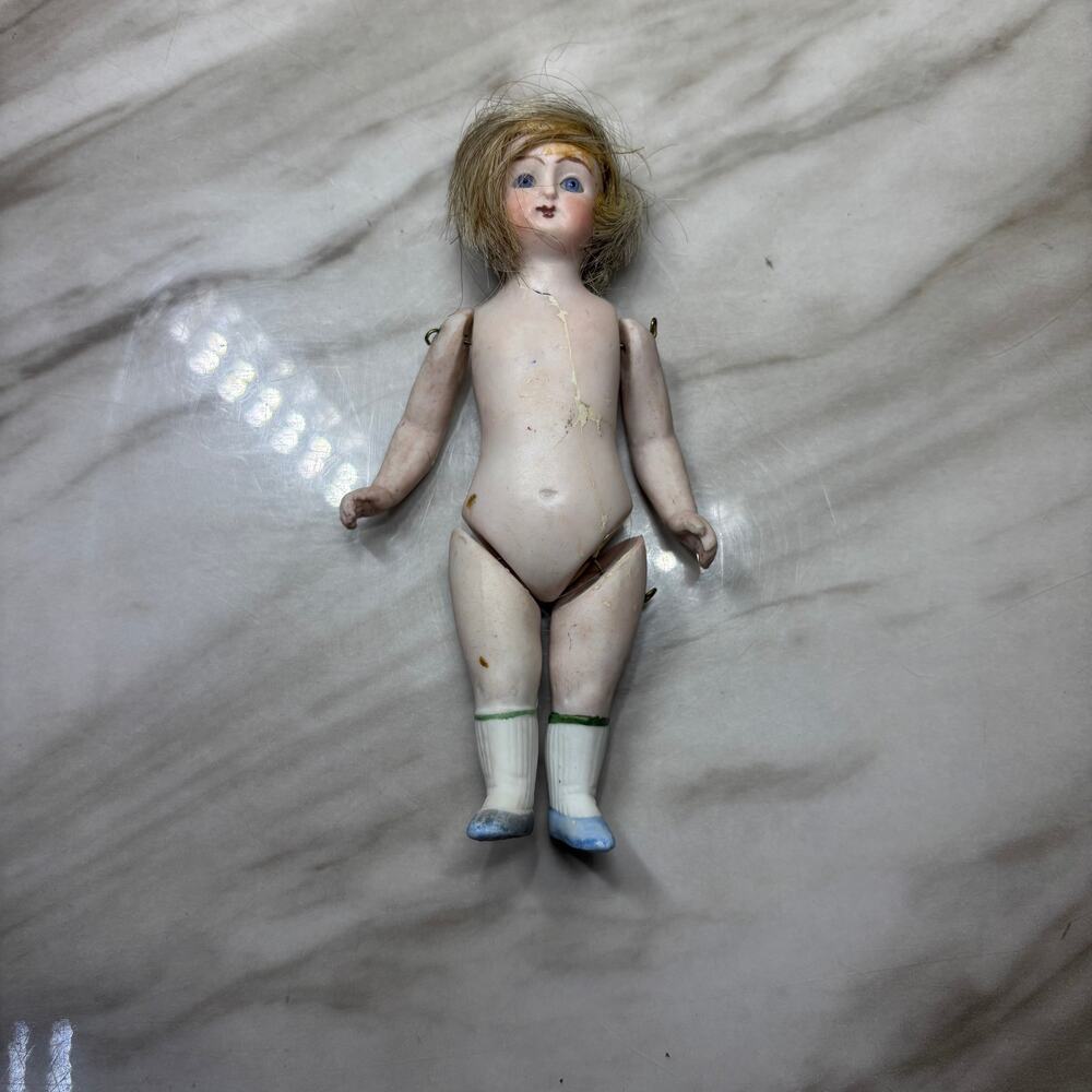 Antique All Bisque Jointed Porcelain Doll Marked 8098 1A
